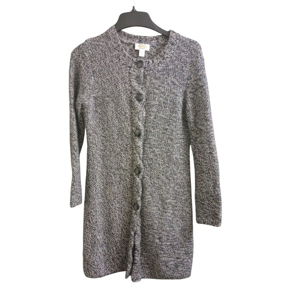 Talbots Long Cardigan Sweater Wool Cashmere Angora Button Chunky Petite Medium - Picture 1 of 5
